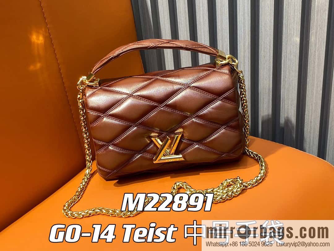 [Original order boutique] M22890 full leather rhombus chain bag series GO-14 Teist medium handbag M22891