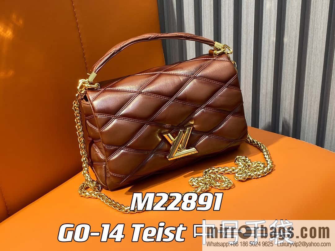 [Original order boutique] M22890 full leather rhombus chain bag series GO-14 Teist medium handbag M22891