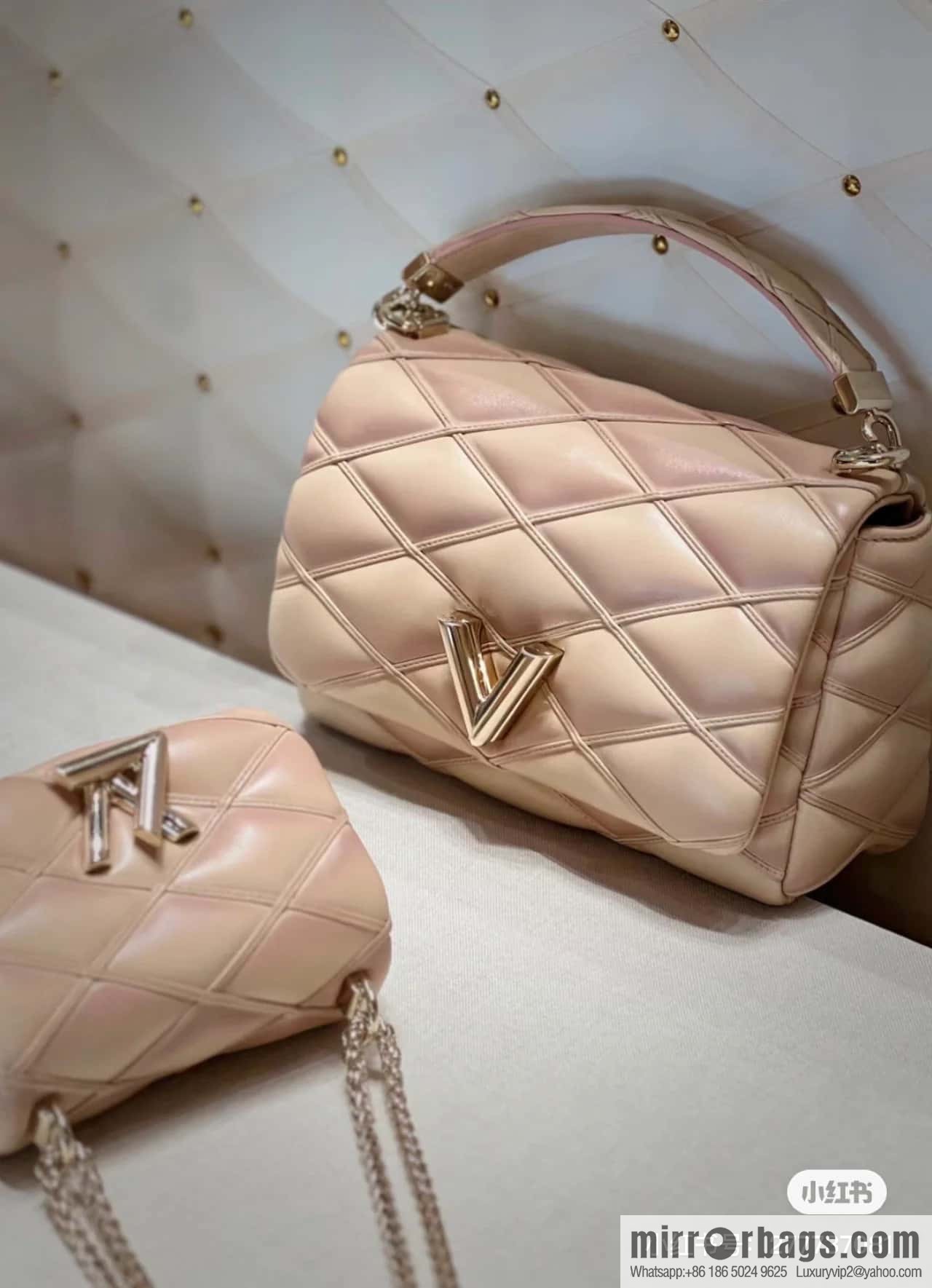 [Original order boutique] M22890 full leather rhombus chain bag series GO-14 Teist medium handbag M22891