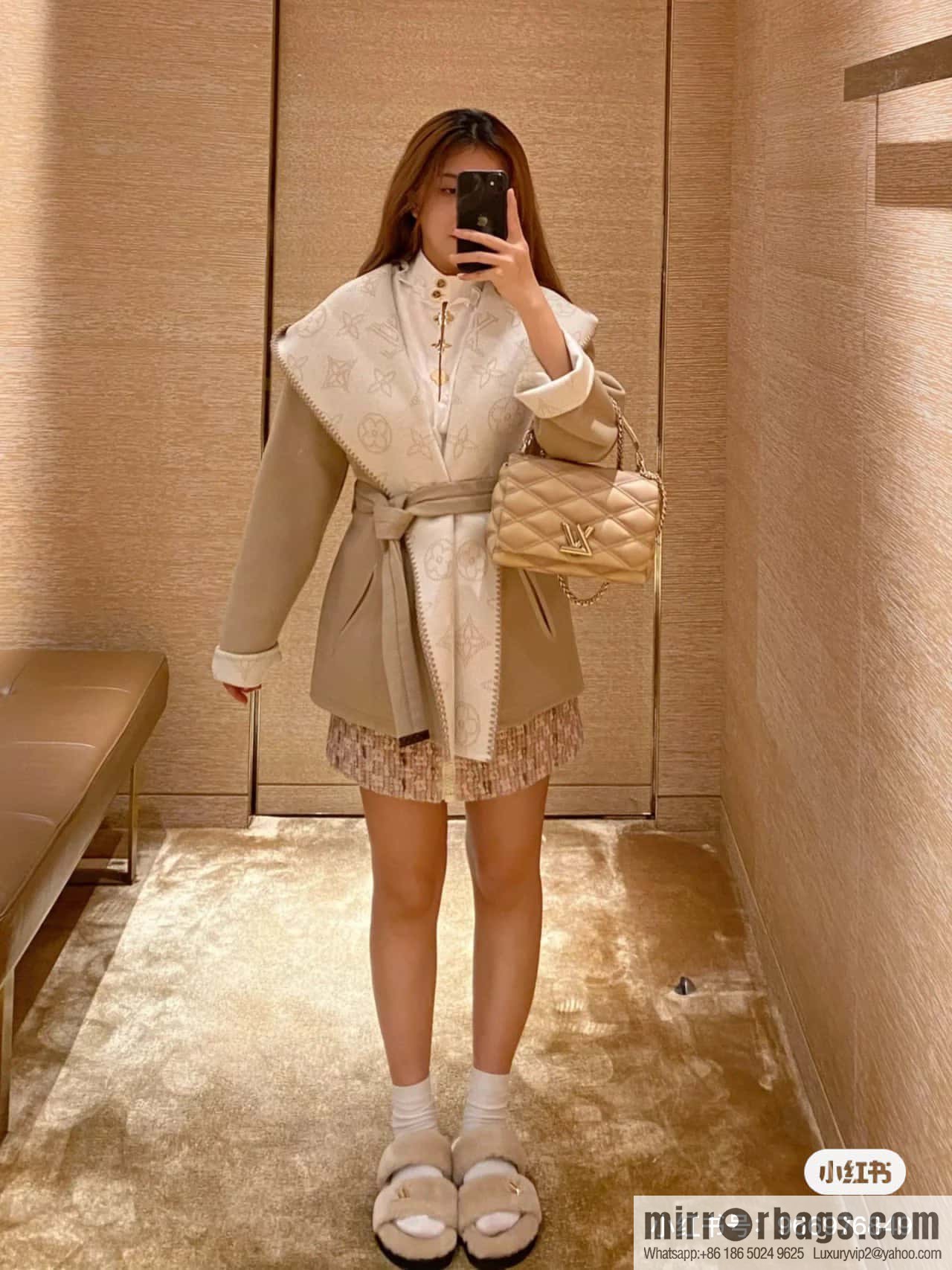 [Original order boutique] M22890 full leather rhombus chain bag series GO-14 Teist medium handbag M22891