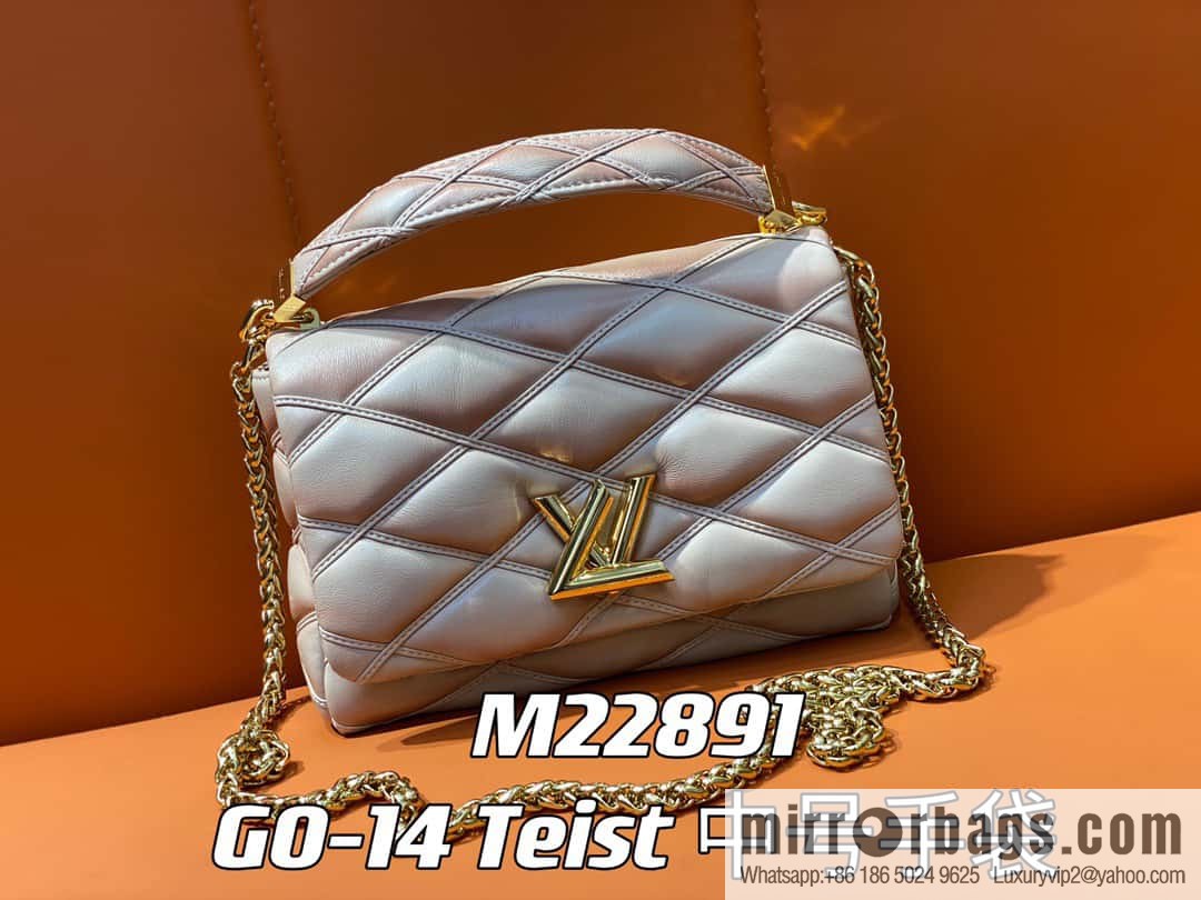 [Original order boutique] M22890 full leather rhombus chain bag series GO-14 Teist medium handbag M22891