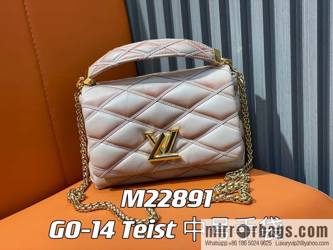 [Original order boutique] M22890 full leather rhombus chain bag series GO-14 Teist medium handbag M22891