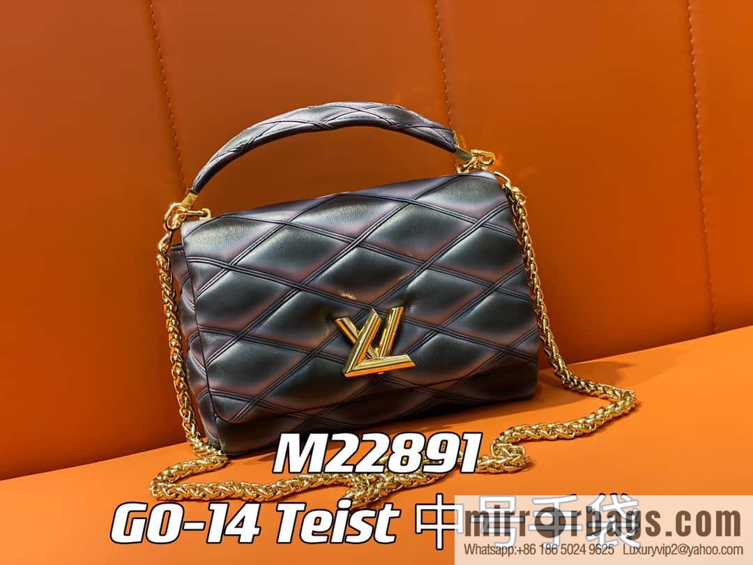 [Original order boutique] M22890 full leather rhombus chain bag series GO-14 Teist medium handbag M22891