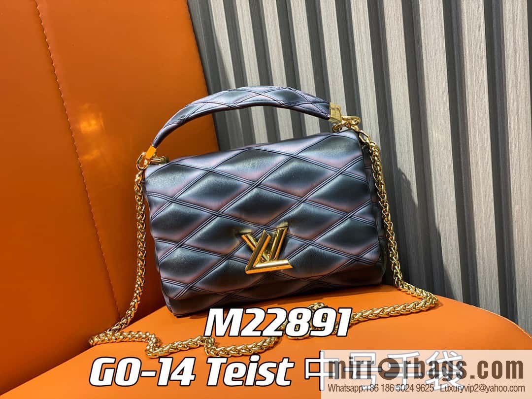 [Original order boutique] M22890 full leather rhombus chain bag series GO-14 Teist medium handbag M22891