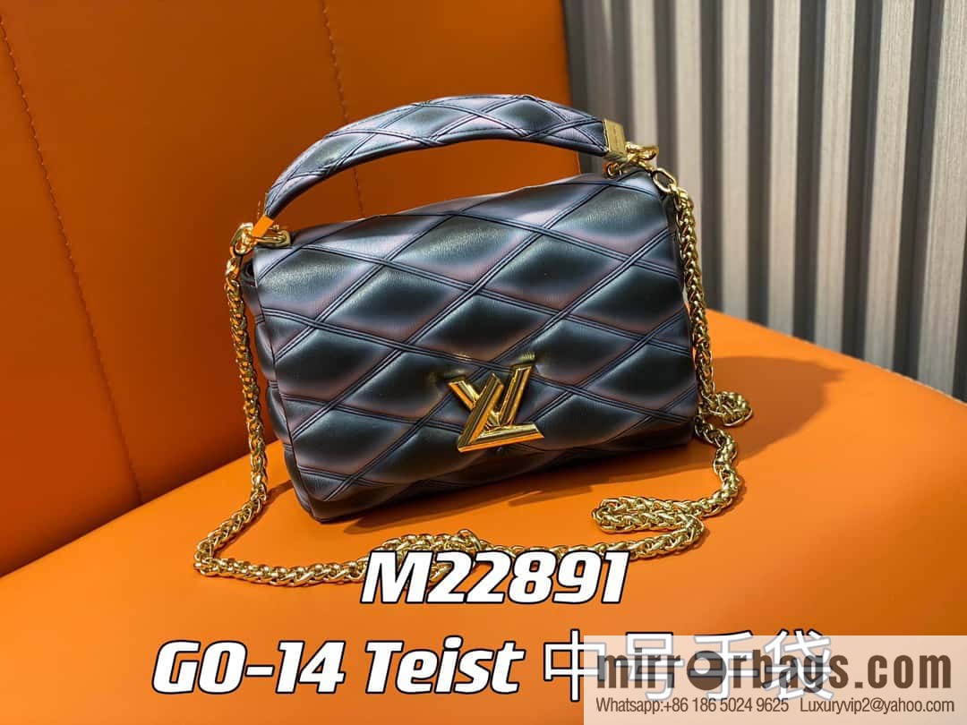 [Original order boutique] M22890 full leather rhombus chain bag series GO-14 Teist medium handbag M22891