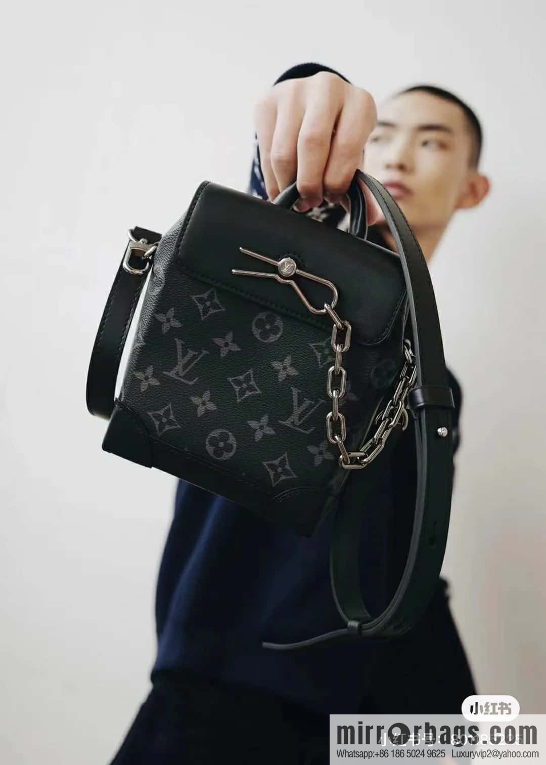 [Original order boutique] M82774 black flower, men's bag mini schoolbag series, new NANO STEAMER handbag in autumn and winter