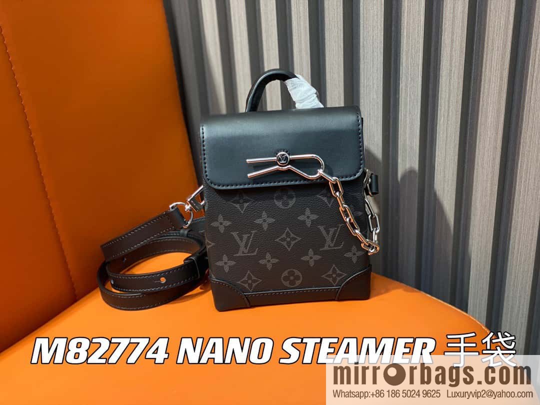 [Original order boutique] M82774 black flower, men's bag mini schoolbag series, new NANO STEAMER handbag in autumn and winter