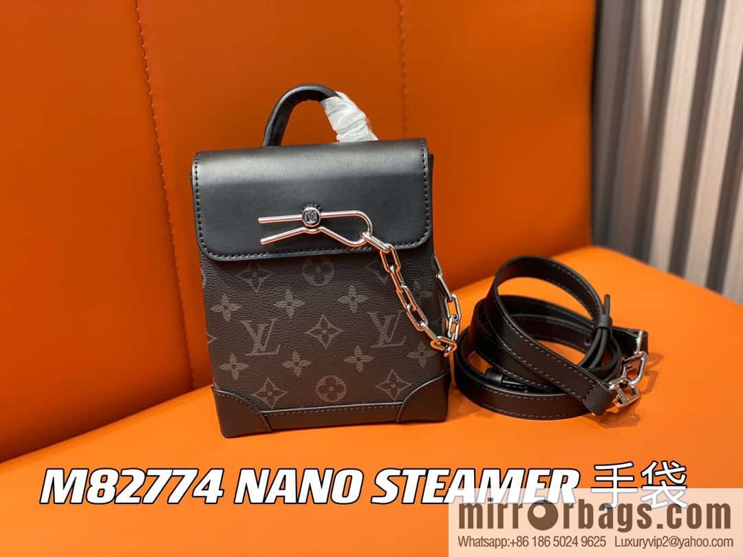 [Original order boutique] M82774 black flower, men's bag mini schoolbag series, new NANO STEAMER handbag in autumn and winter