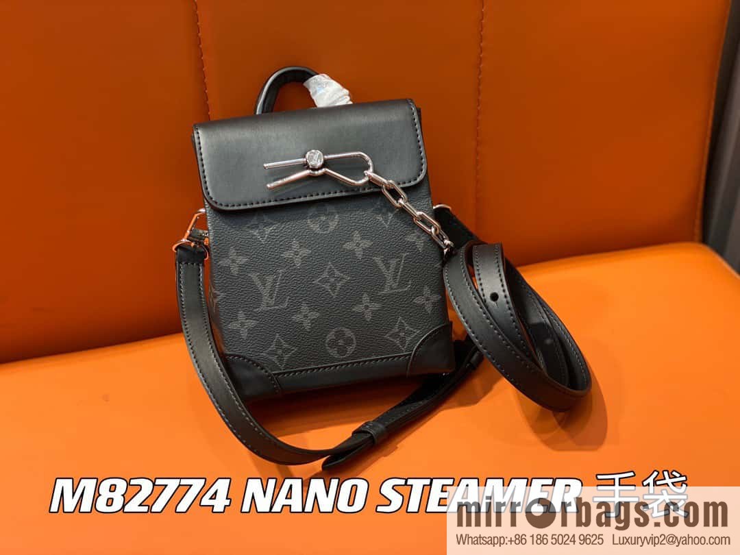 [Original order boutique] M82774 black flower, men's bag mini schoolbag series, new NANO STEAMER handbag in autumn and winter