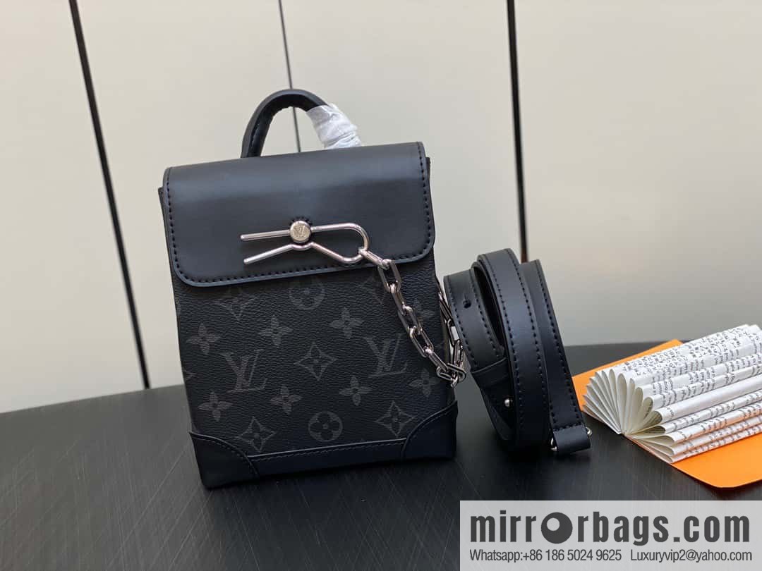 [Original order boutique] M82774 black flower, men's bag mini schoolbag series, new NANO STEAMER handbag in autumn and winter