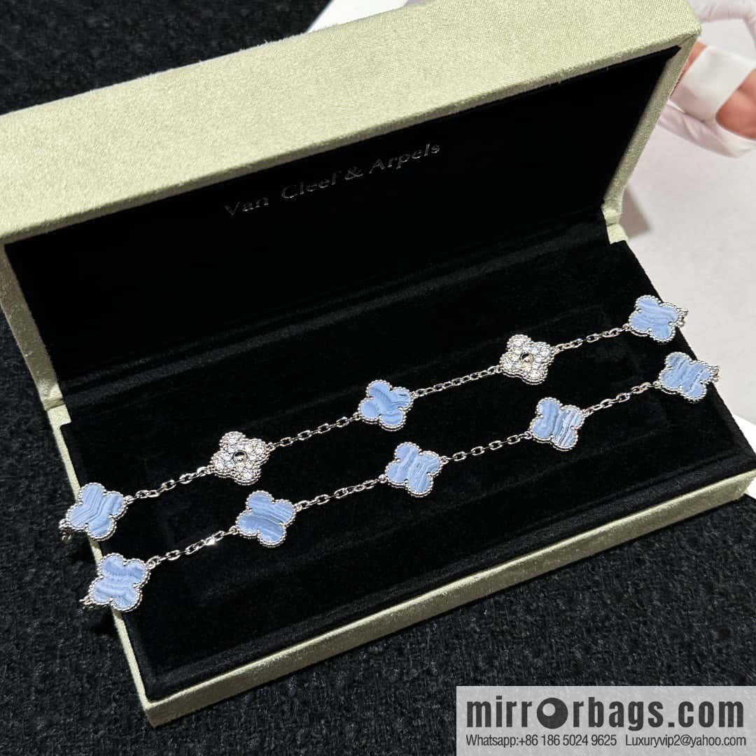 ❗️CNC Version ❗️ ☀️ Van Cleef & Arpels Purple Chalcedony Natural Stone Clover Five Flowers Bracelet ☀