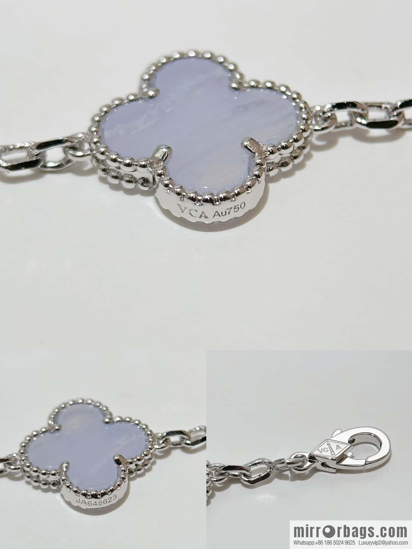 ❗️CNC Version ❗️ ☀️ Van Cleef & Arpels Purple Chalcedony Natural Stone Clover Five Flowers Bracelet ☀