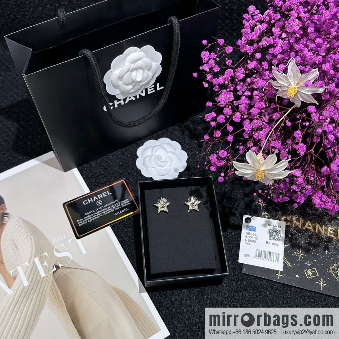 ❗️New ❗️☀️ new ☑️ chanel c1 double c pentagram ⭐ star stud earrings ☀️
