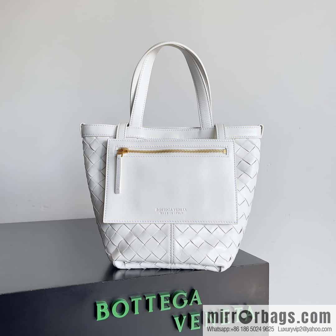 BV early autumn new tote Intrecciato woven tote handbag, model number: 754916 white