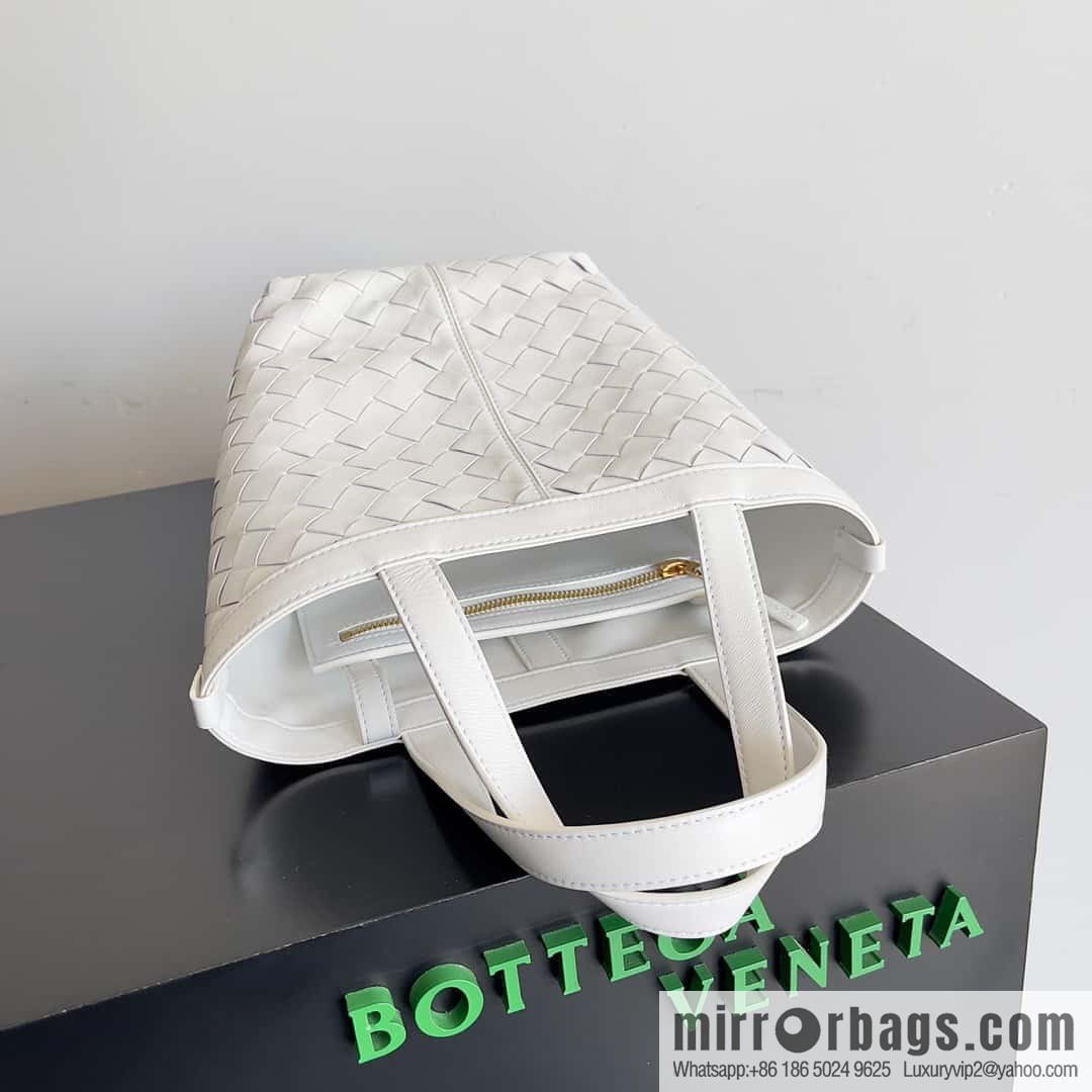 BV early autumn new tote Intrecciato woven tote handbag, model number: 754916 white