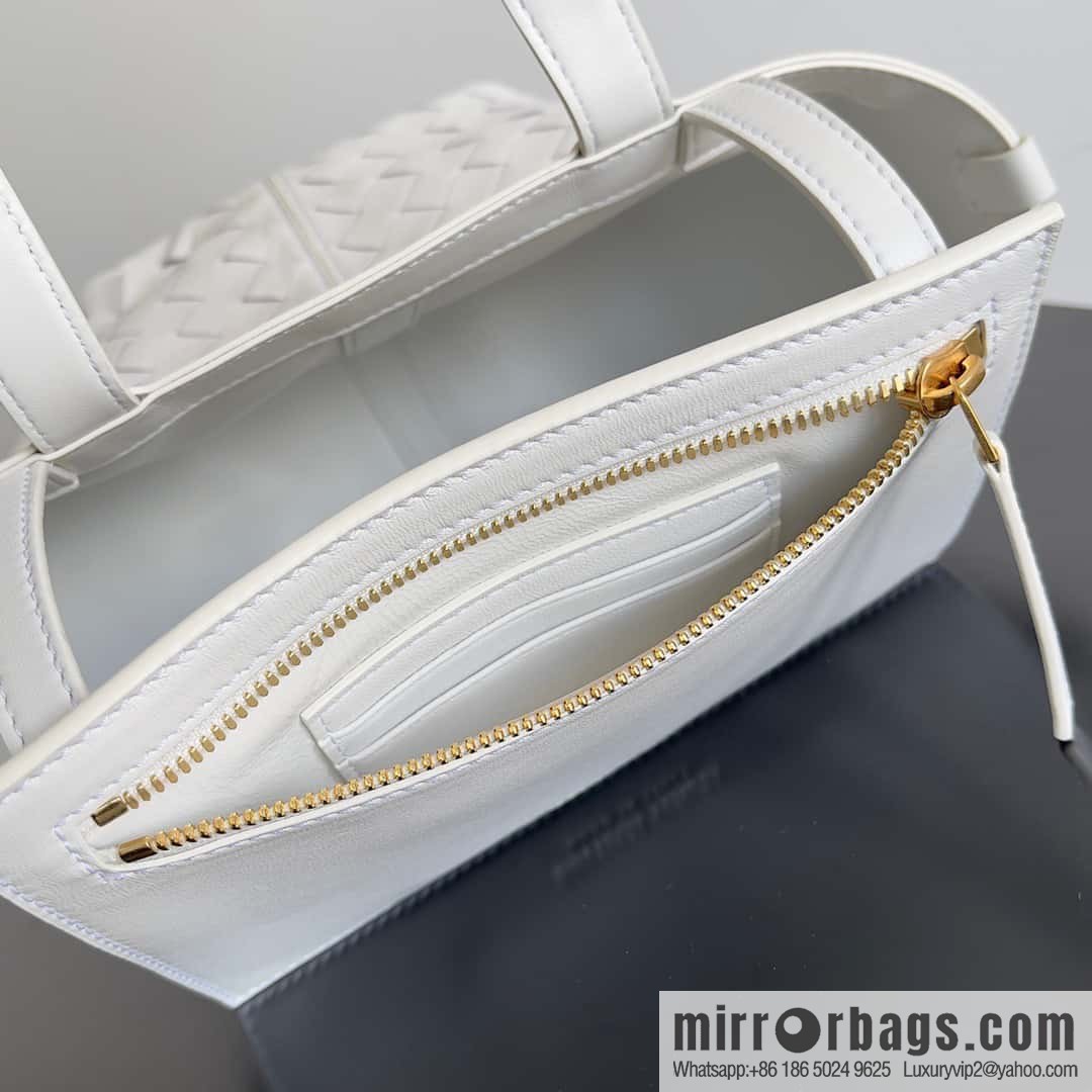 BV early autumn new tote Intrecciato woven tote handbag, model number: 754916 white