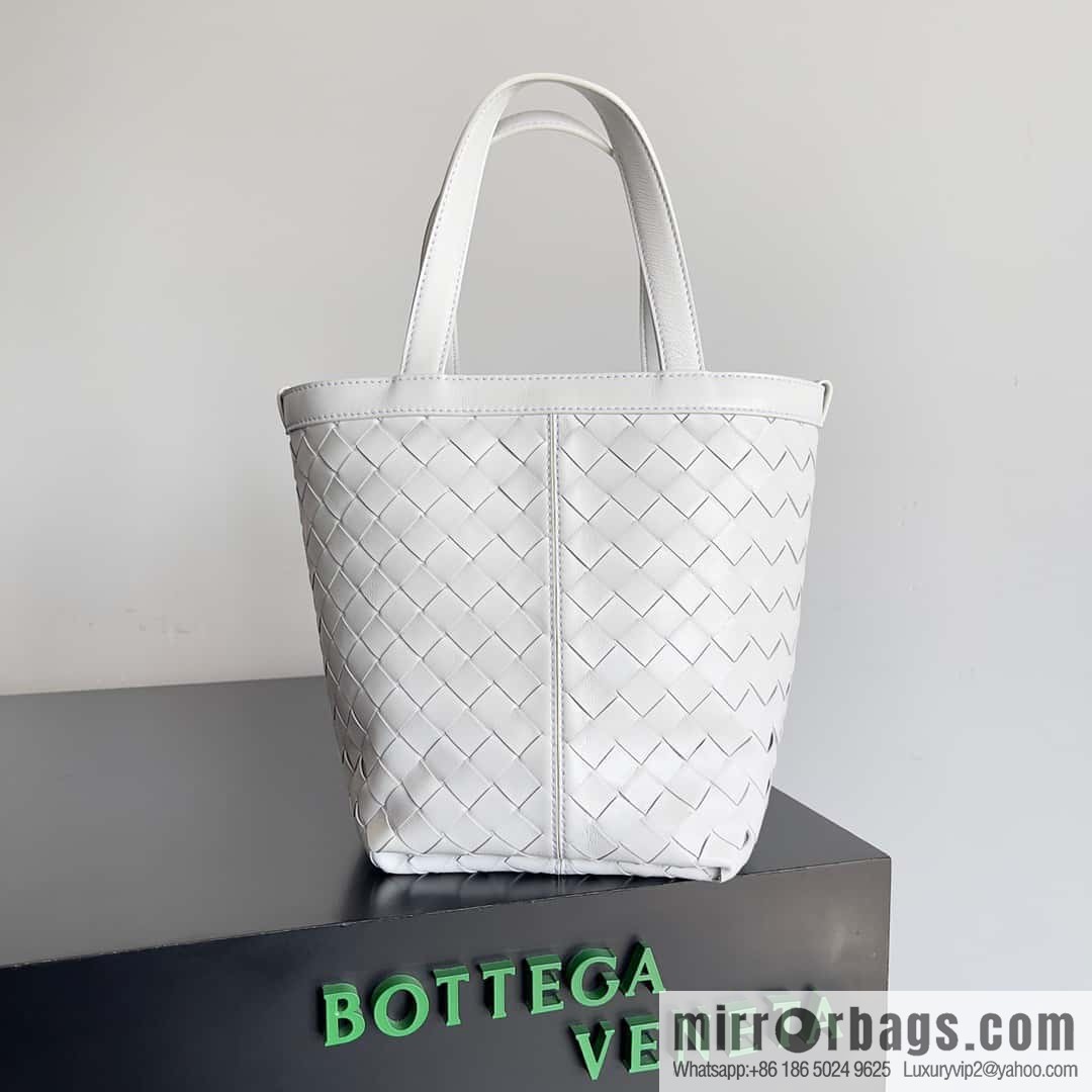 BV early autumn new tote Intrecciato woven tote handbag, model number: 754916 white