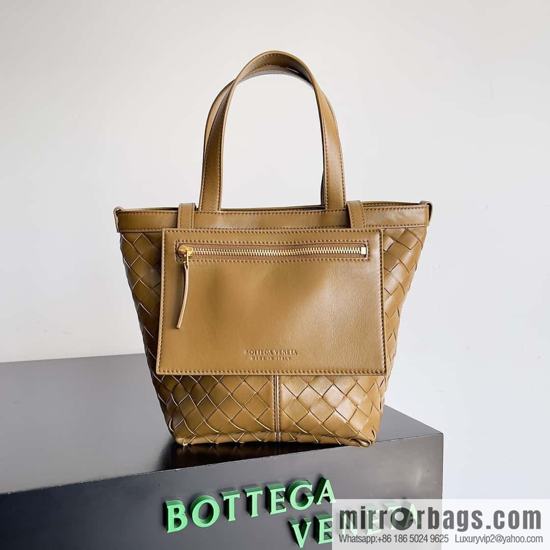 BV early autumn new tote Intrecciato woven tote handbag, model number: 754916 mustard green