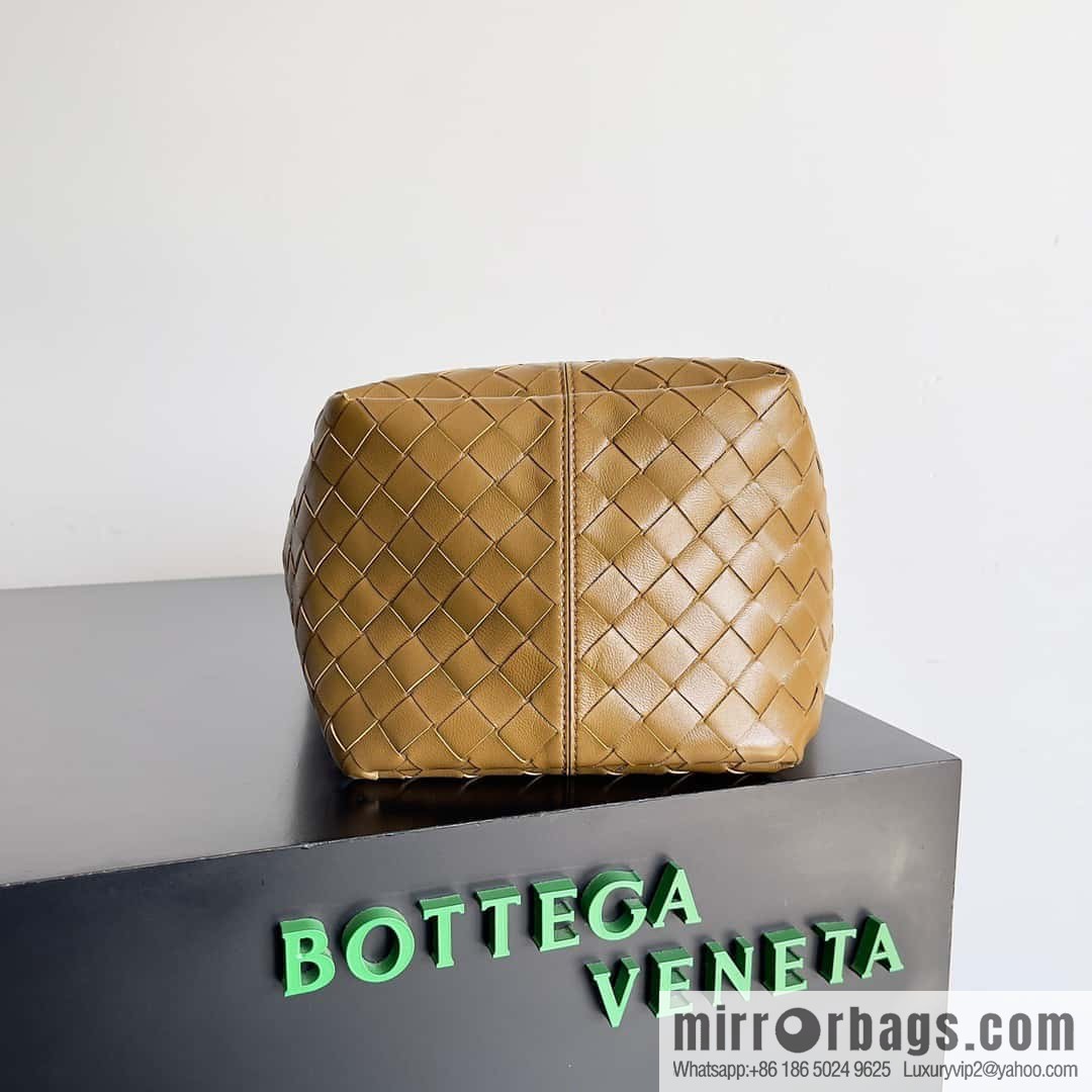 BV early autumn new tote Intrecciato woven tote handbag, model number: 754916 mustard green
