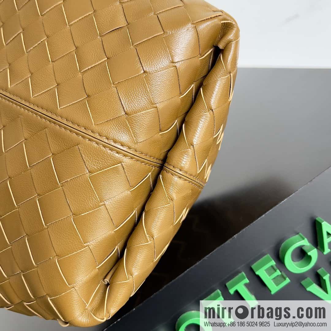 BV early autumn new tote Intrecciato woven tote handbag, model number: 754916 mustard green