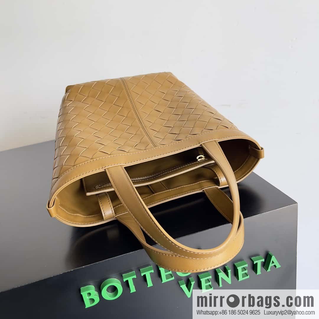 BV early autumn new tote Intrecciato woven tote handbag, model number: 754916 mustard green