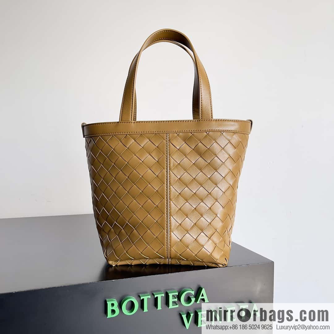 BV early autumn new tote Intrecciato woven tote handbag, model number: 754916 mustard green