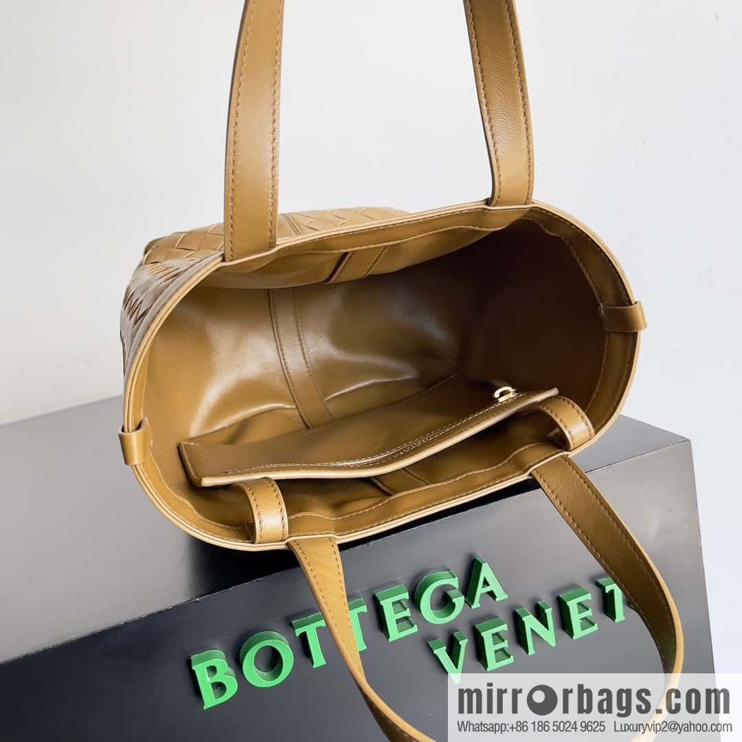 BV early autumn new tote Intrecciato woven tote handbag, model number: 754916 mustard green