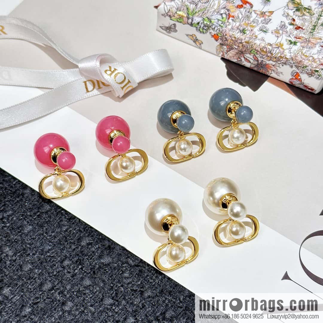 New ☑️ DIOR CD candy colored pearl earrings stud earrings