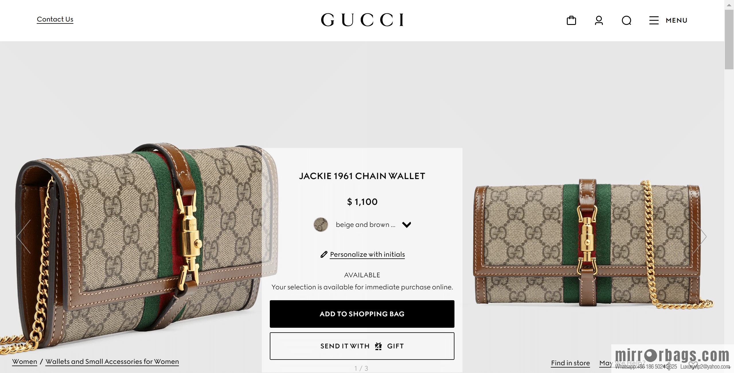 GUCCI Jackie 1961 series chain strap wallet 652681 HUHHG 8565