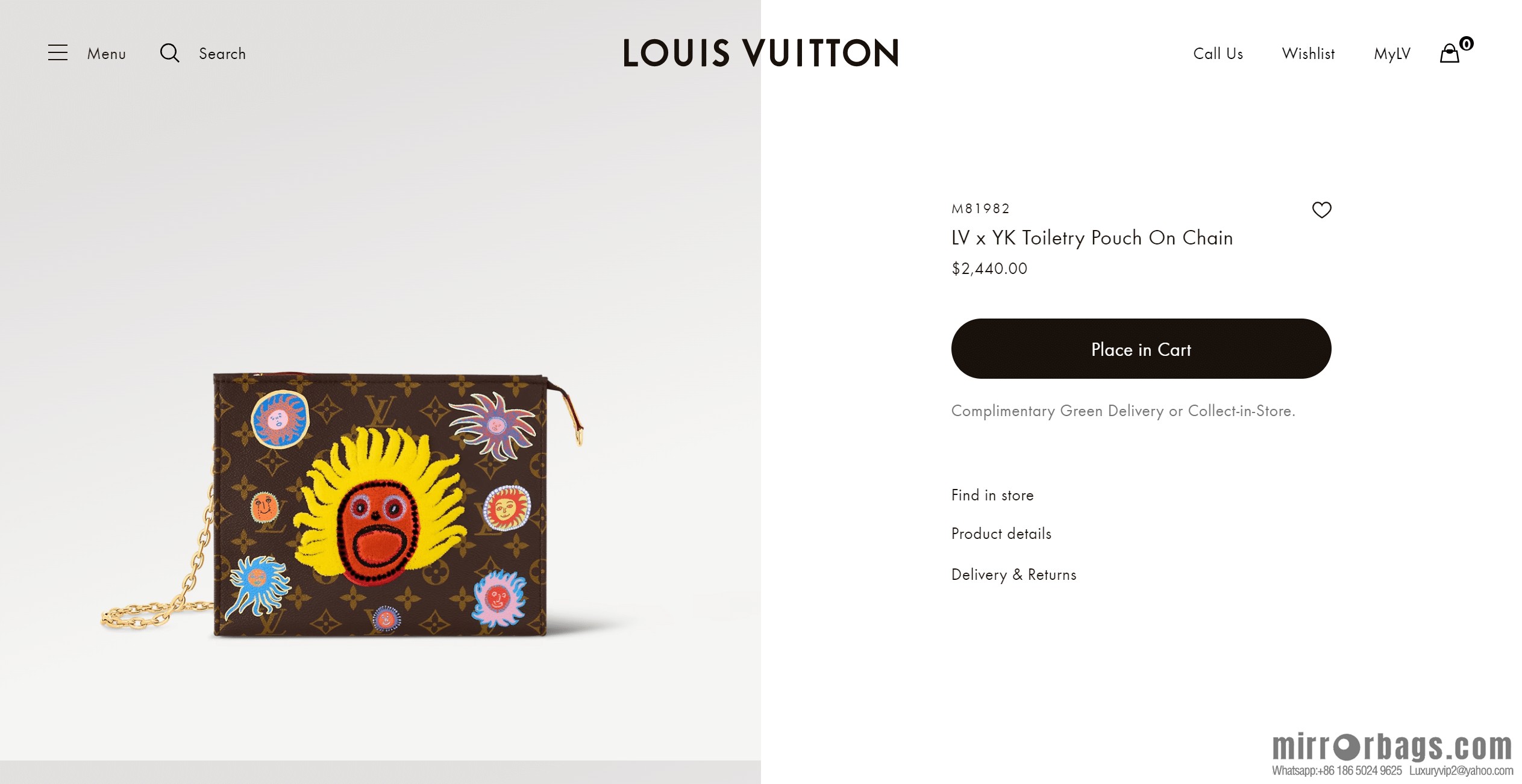 M81982 LV x YK Toiletry Pouch On Chain