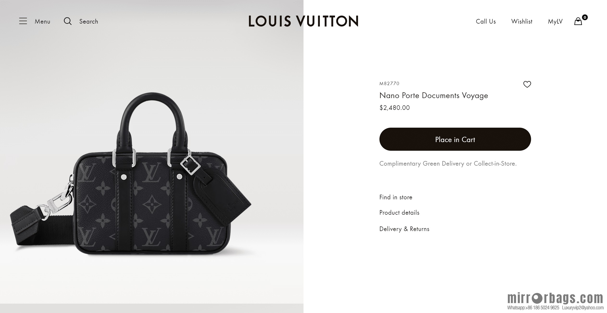 LV M82770 Nano Porte Documents Voyage