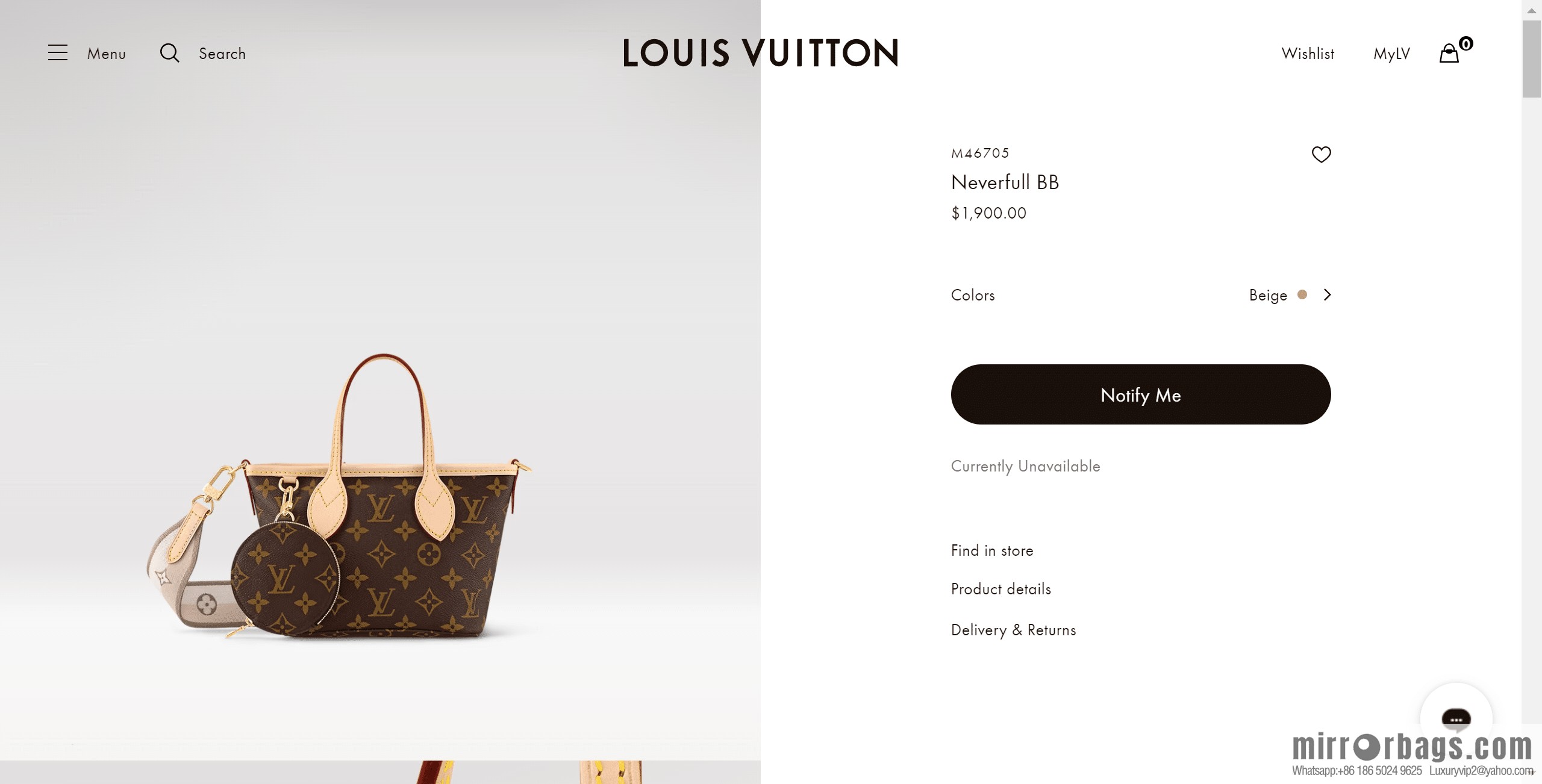 LV M46705 Neverfull BB