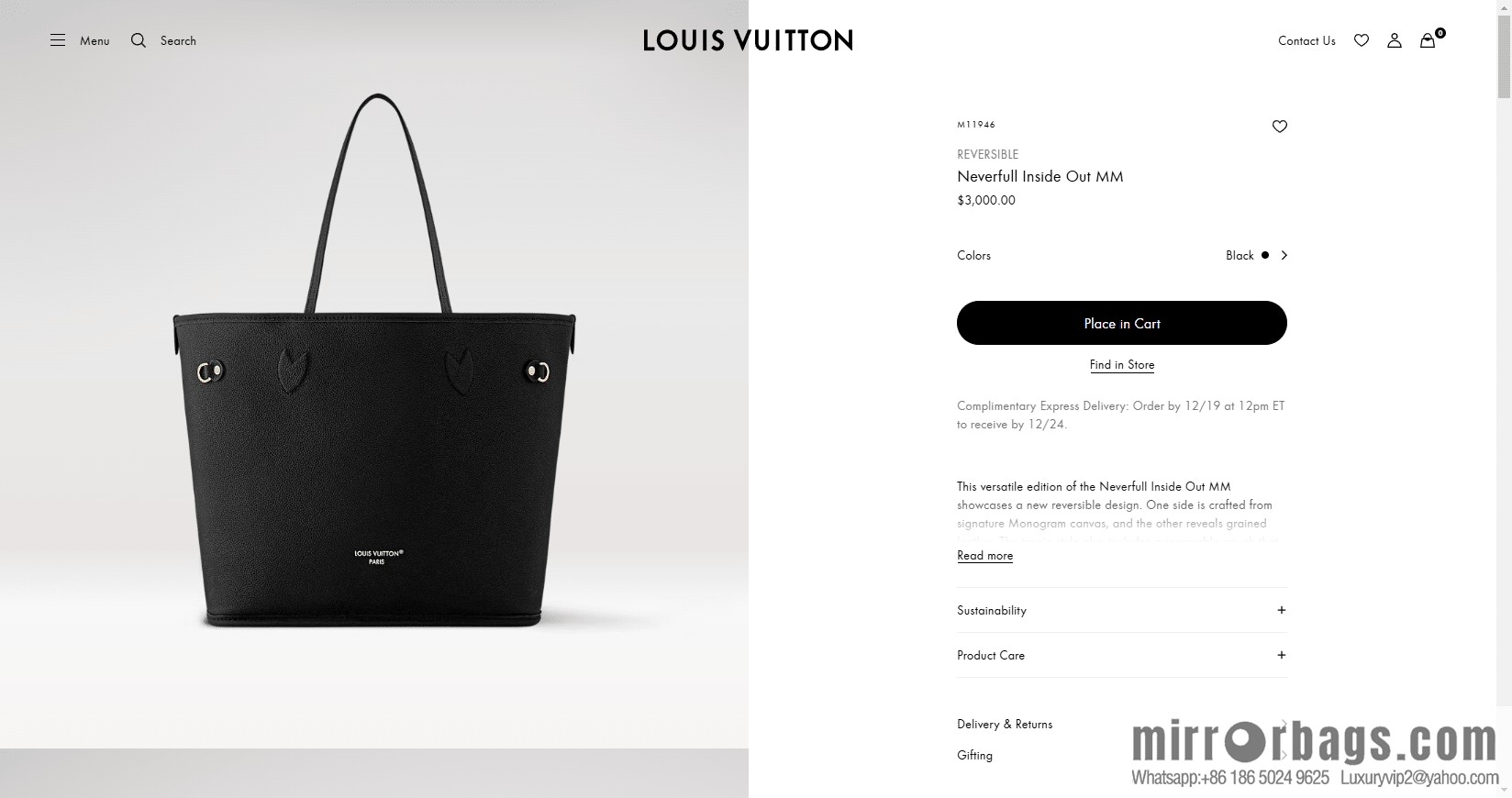 LV M11946 REVERSIBLE Neverfull Inside Out MM
