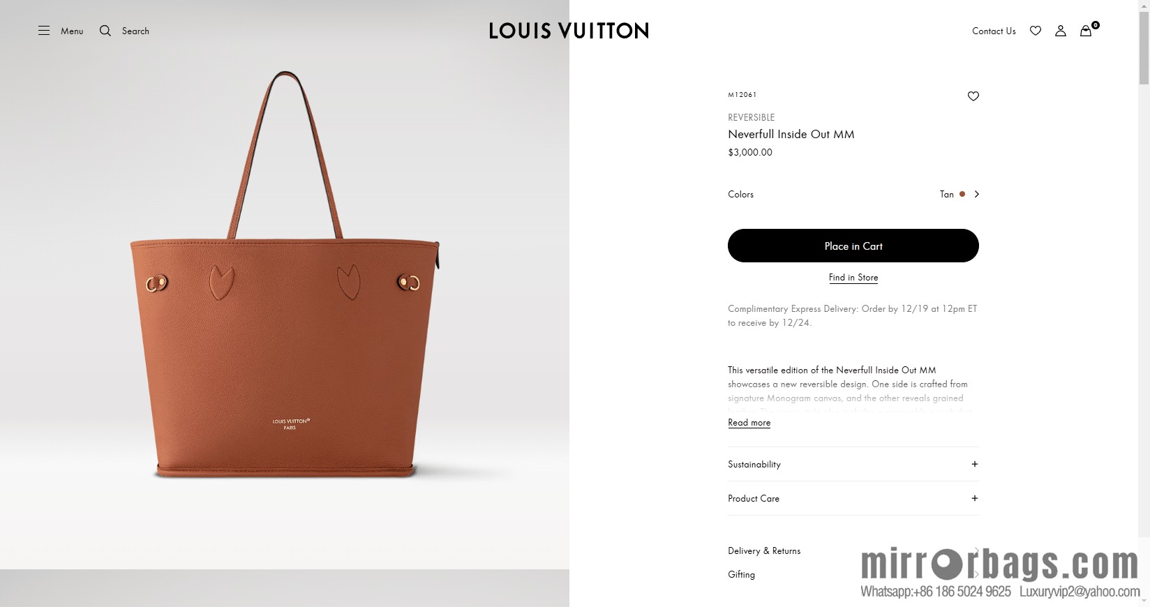 LV M12061 REVERSIBLE Neverfull Inside Out MM