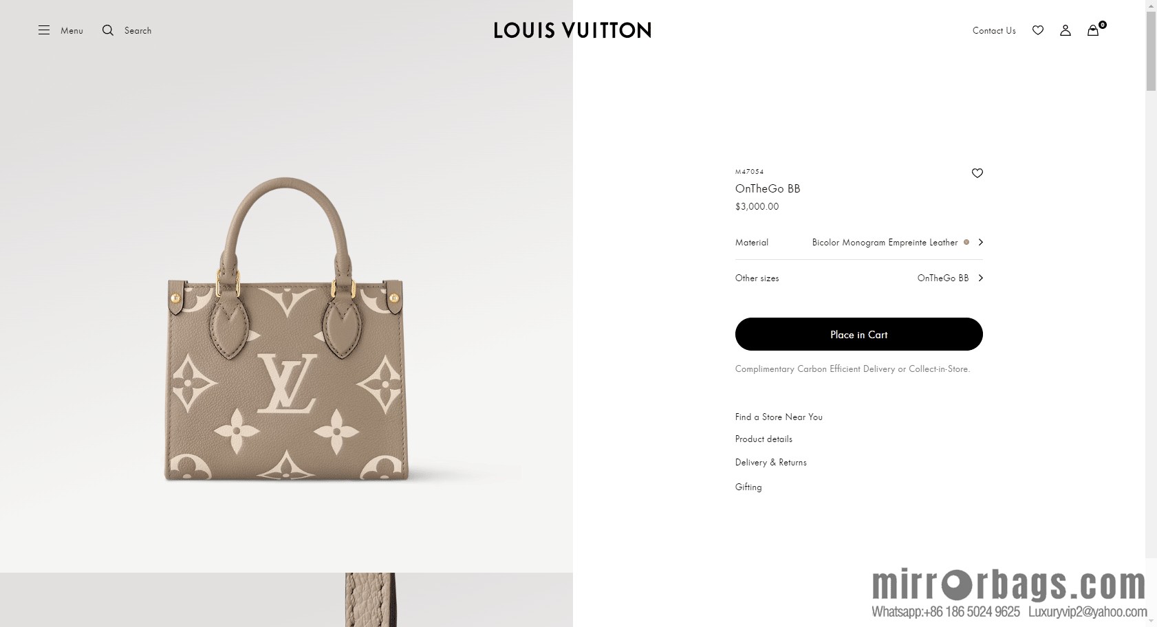 LV M47054 ONTHEGO BB handbag
