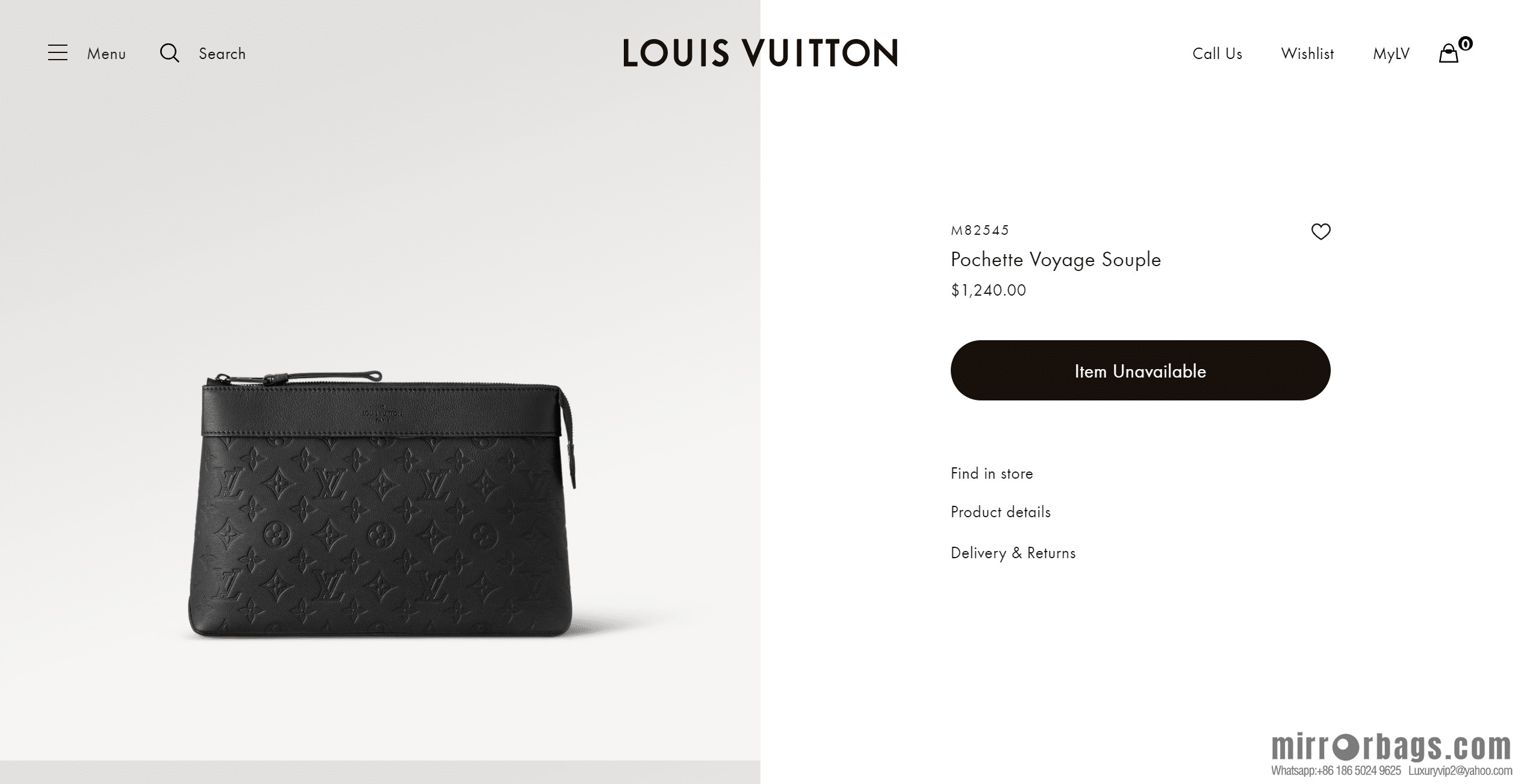LV M82545 Pochette Voyage Souple