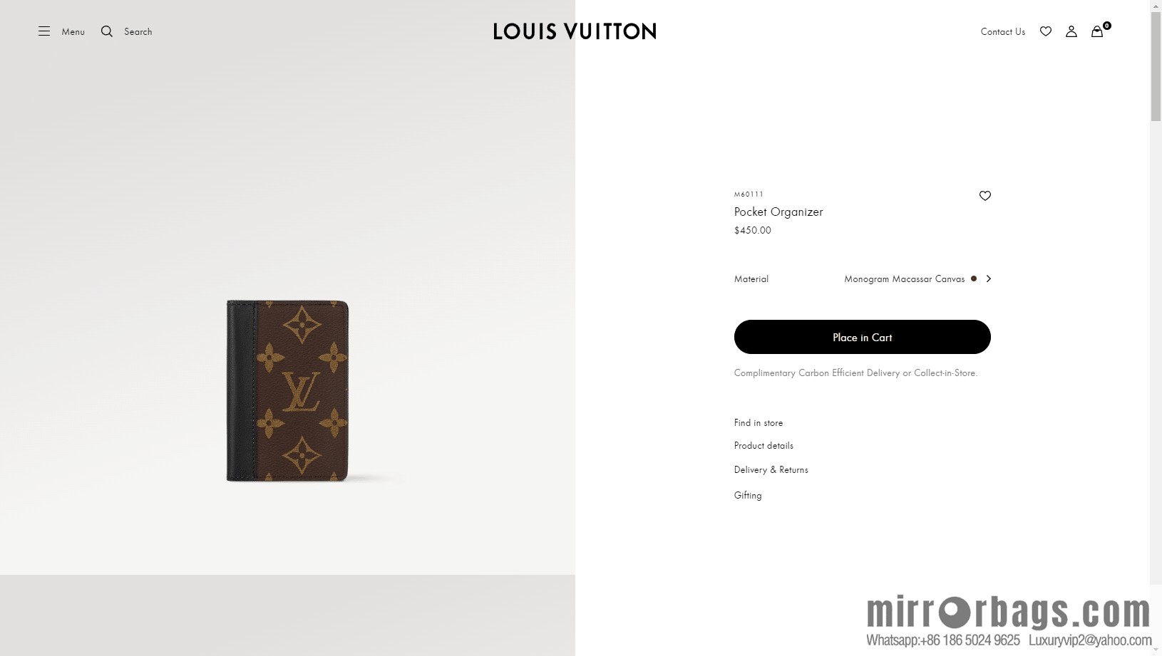 LV Pocket Organizer M60111 Premium