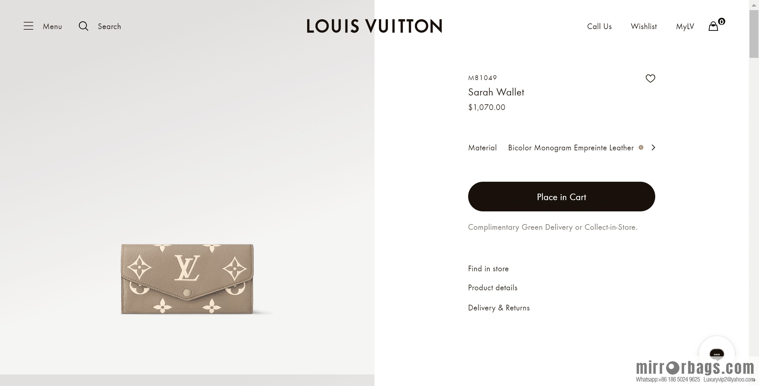 LV M81049 Sarah Wallet