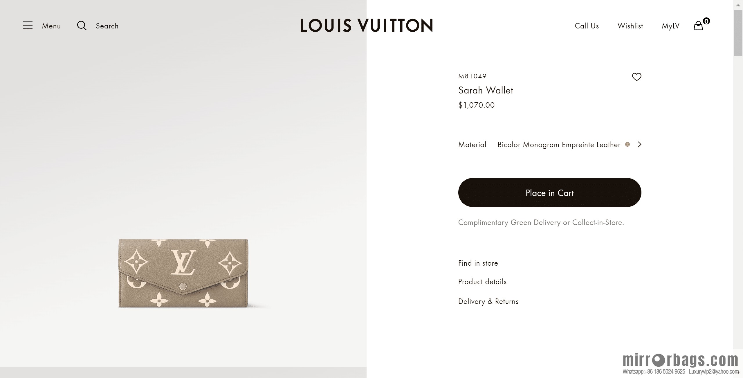 LV M81049 Sarah Wallet