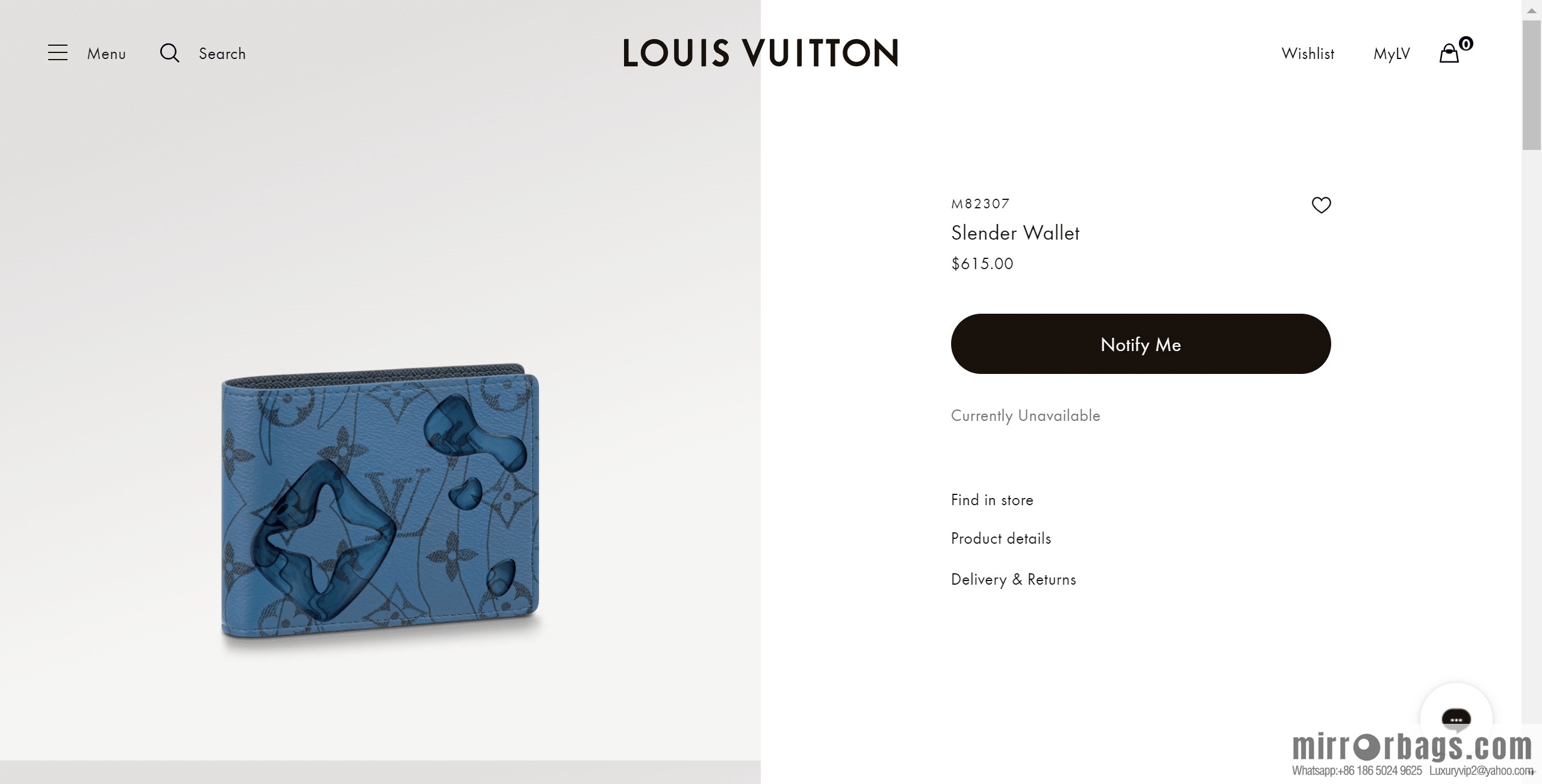 LV M82307 Slender Wallet