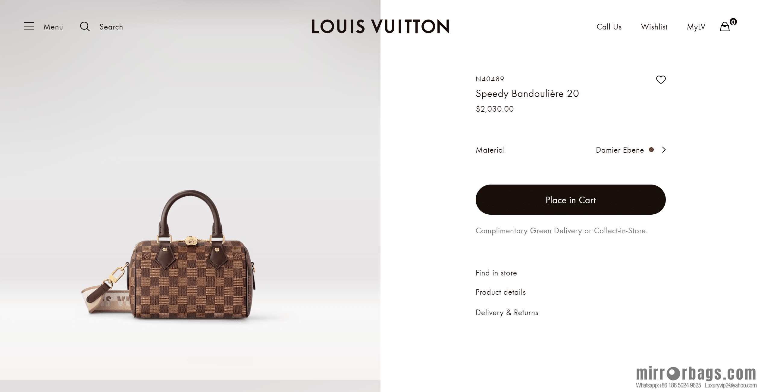LV N40489 Speedy Bandoulière 20