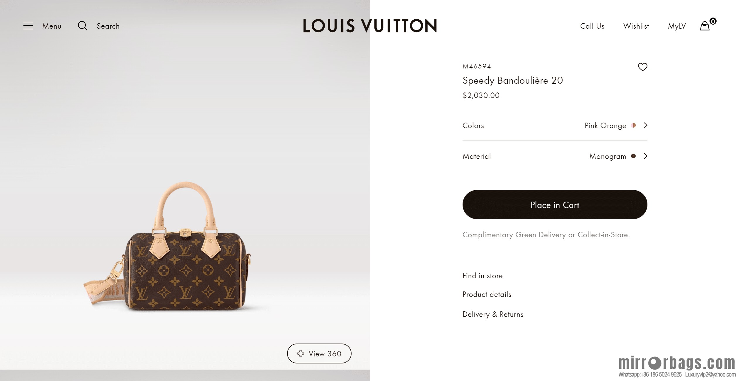 LV M46594 Speedy Bandoulière 20