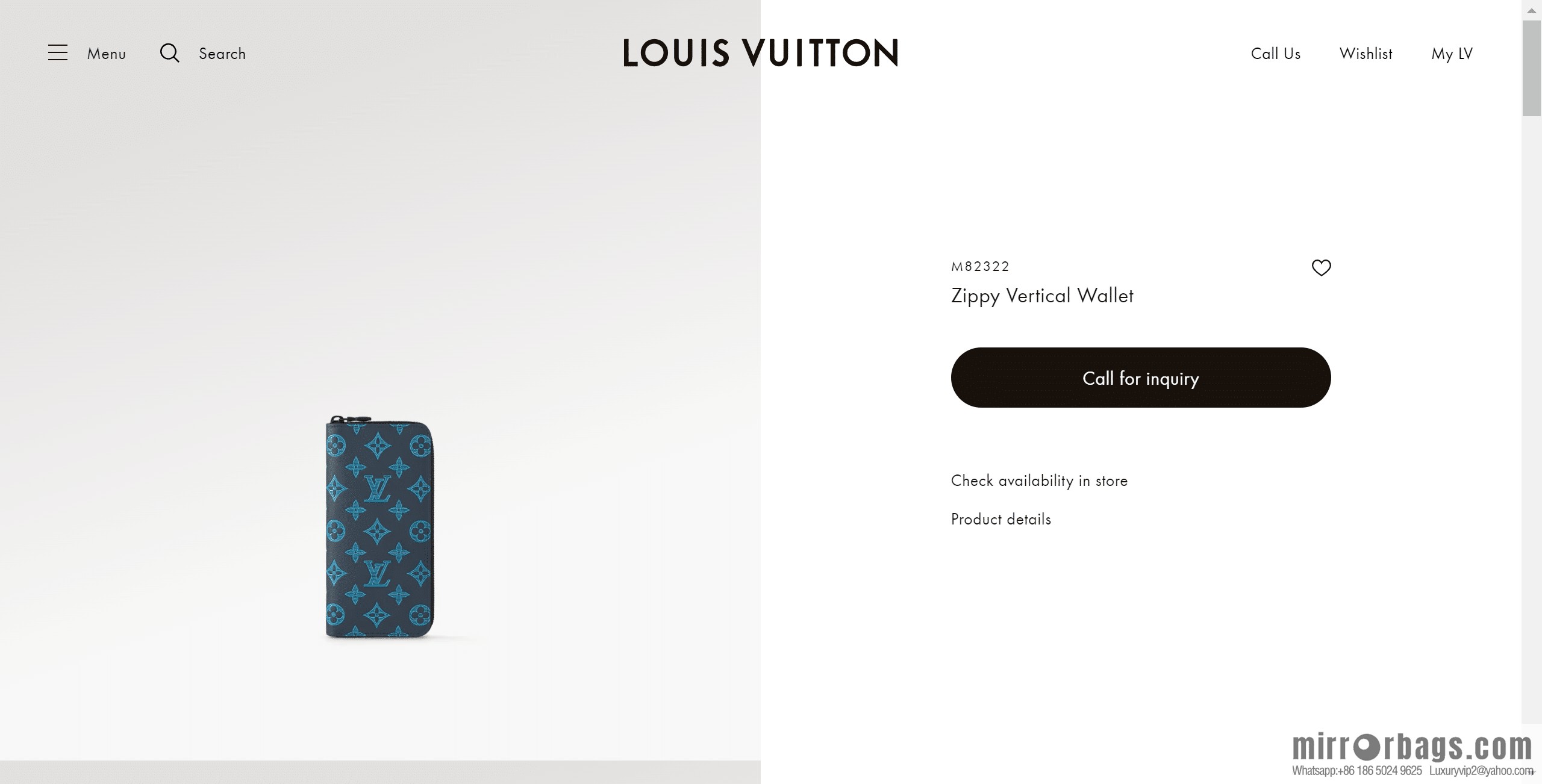 LV M82322 ZIPPY VERTICAL MONEY