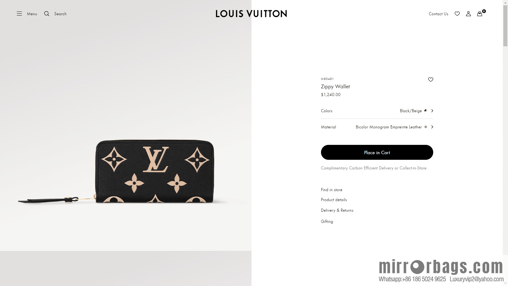 LV Zippy wallet M80481 Premium
