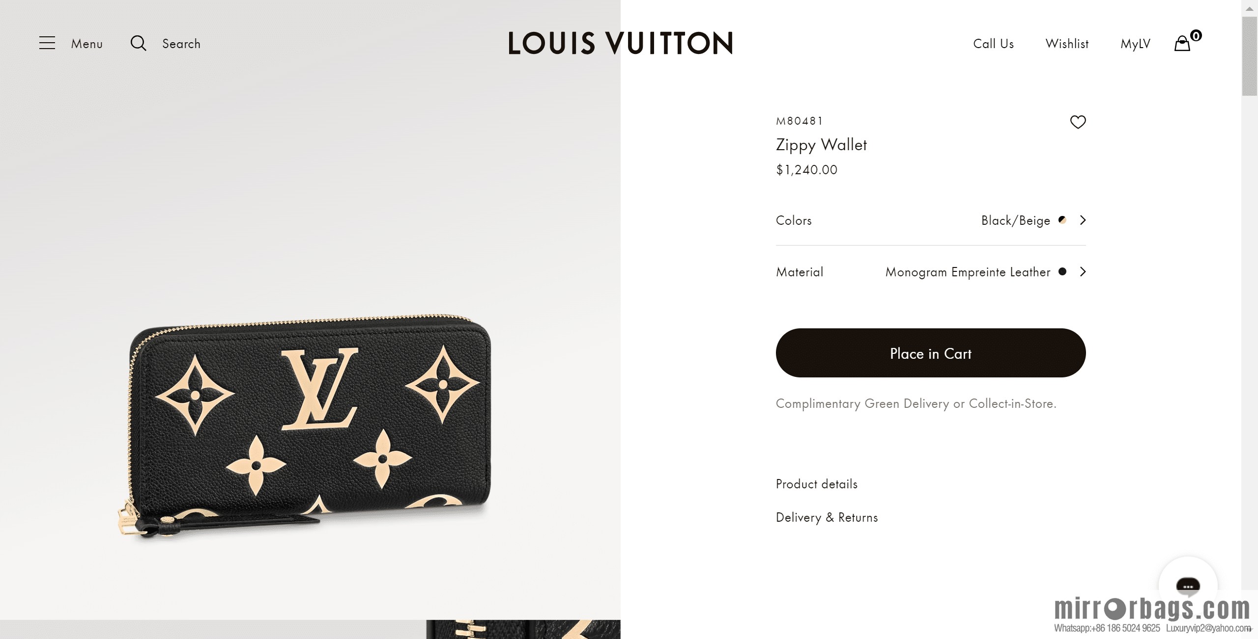 LV M80481 Zippy Wallet