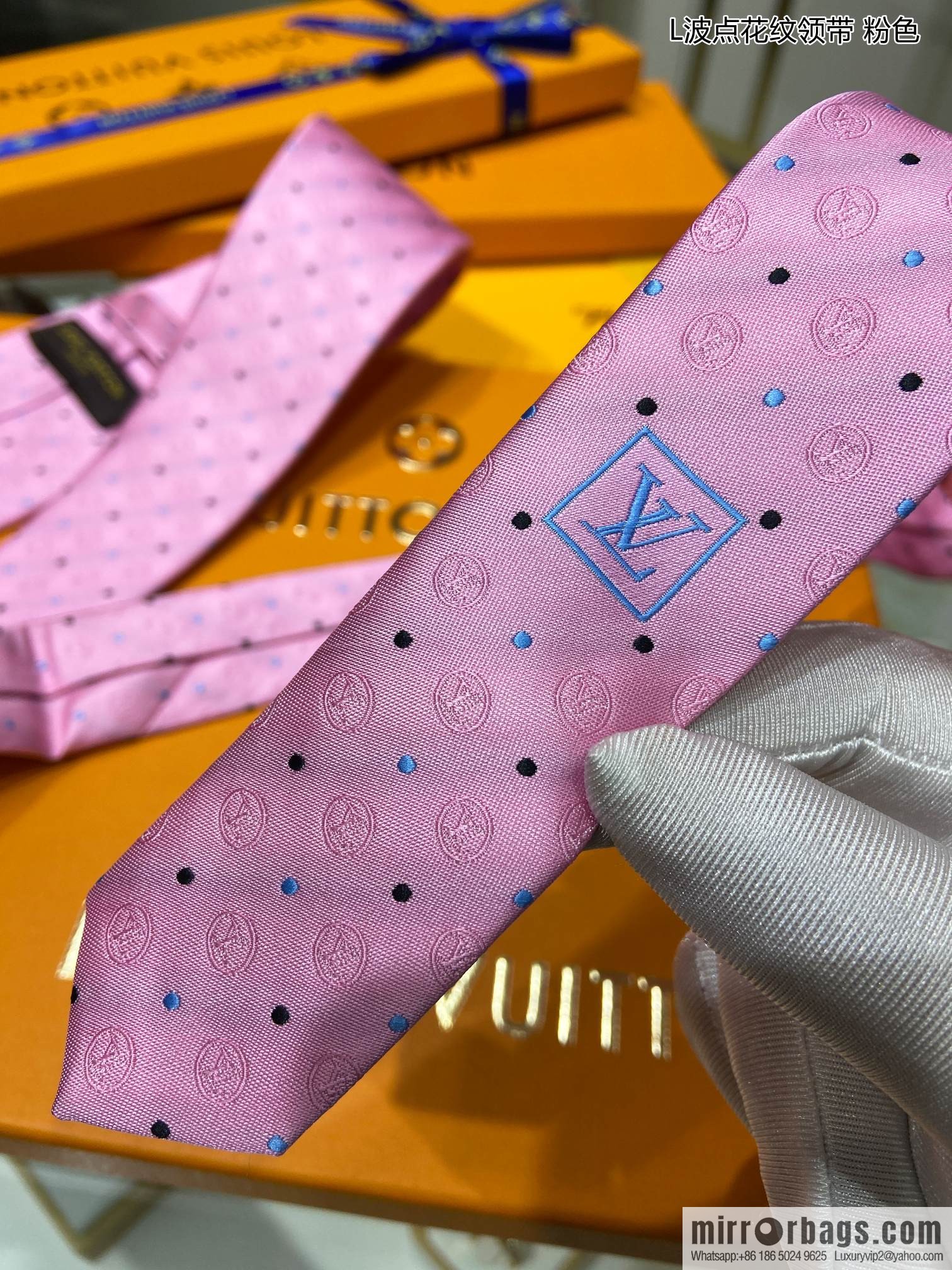 LV Louis Vuitton [L Polka Dot Tie] 100% Top Jacquard Silk Tie M78752