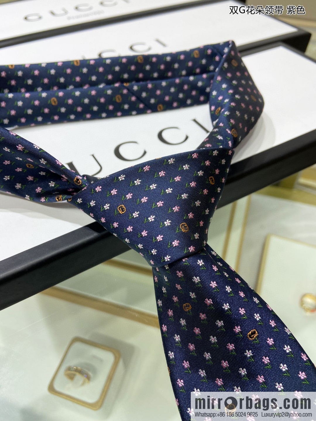 GUCCI Gucci 100% Top Jacquard Silk Double G Flower Tie