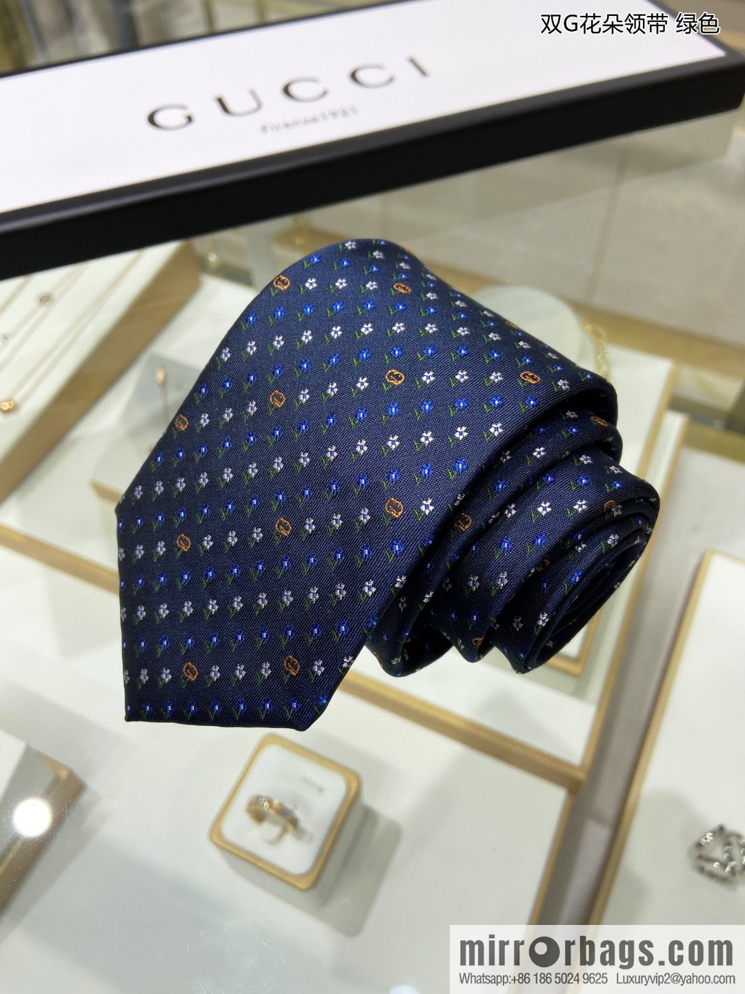 GUCCI Gucci 100% Top Jacquard Silk Double G Flower Tie