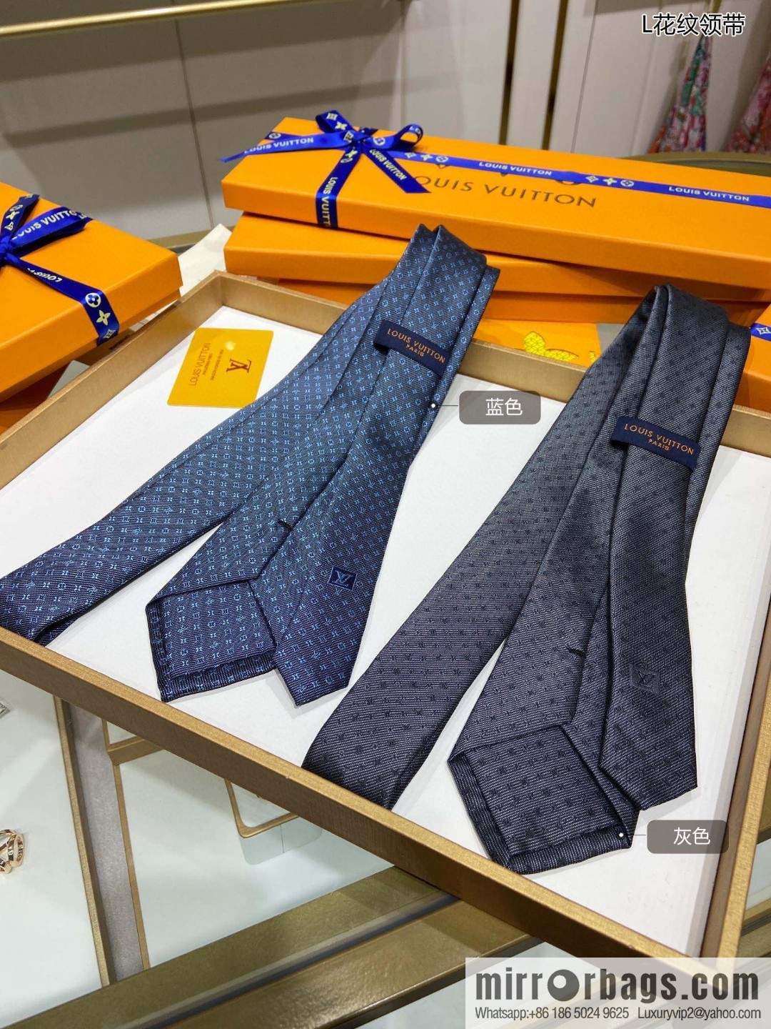 LV Louis Vuitton 100% top jacquard silk L-pattern tie