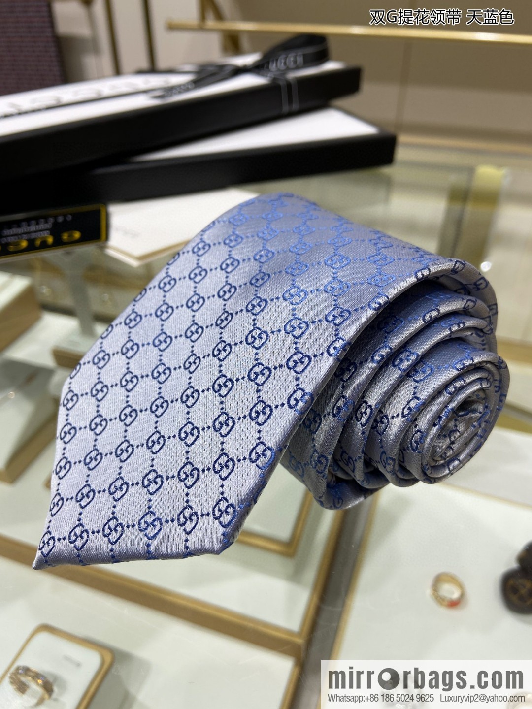 GUCCI Gucci 100% Top Jacquard Silk Double G Jacquard Tie
